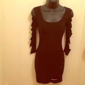 NWOT Stunning Women’s Black Dress with Arm and Left Thigh Slits